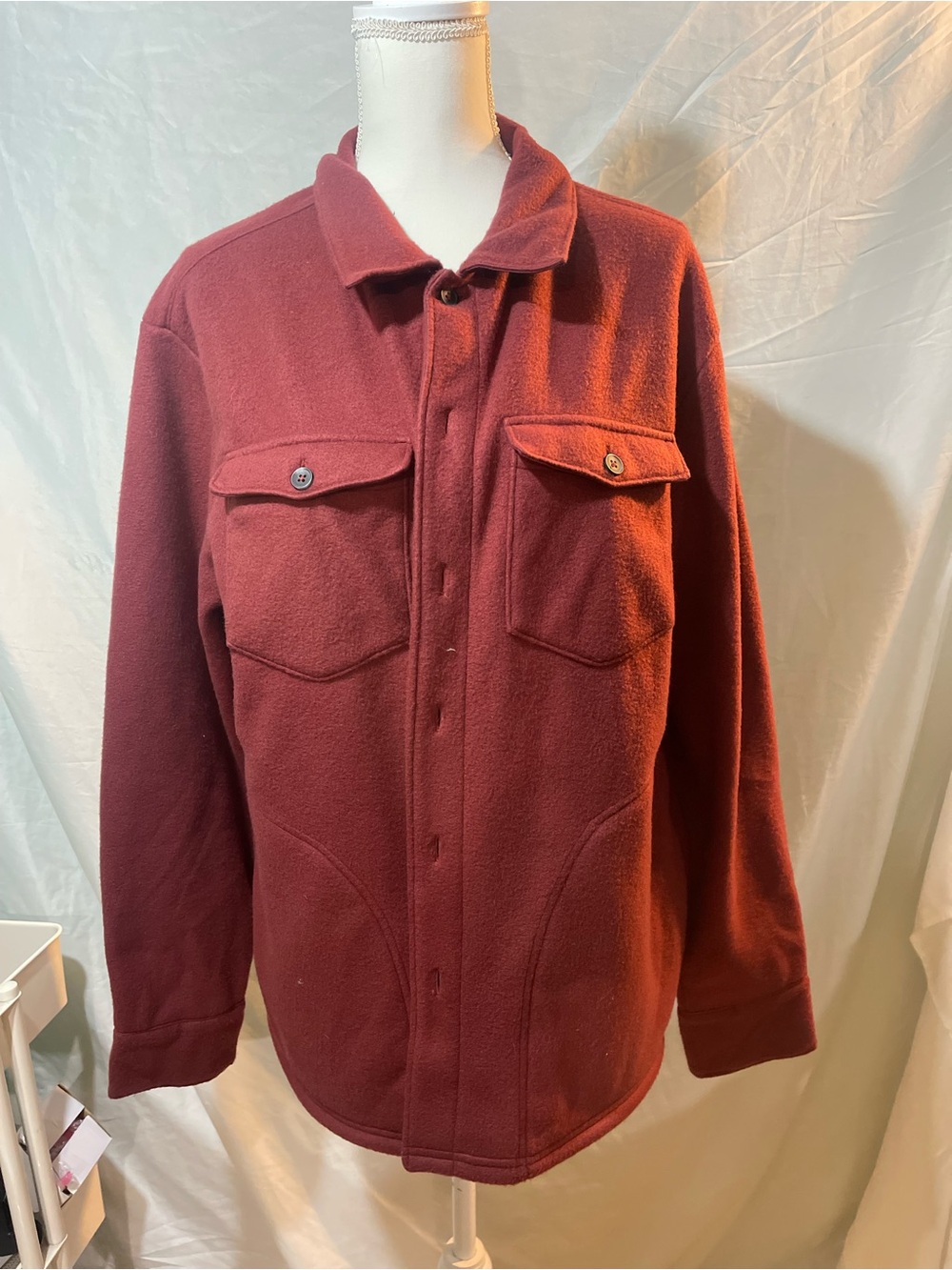 Goodfellow & Co Men's Button-Up Shirt Jacket in Deep Red